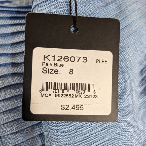 ST. JOHN One Sleeve Pleated Midi Dress in Baby Blue NWT - Picture 6 of 8